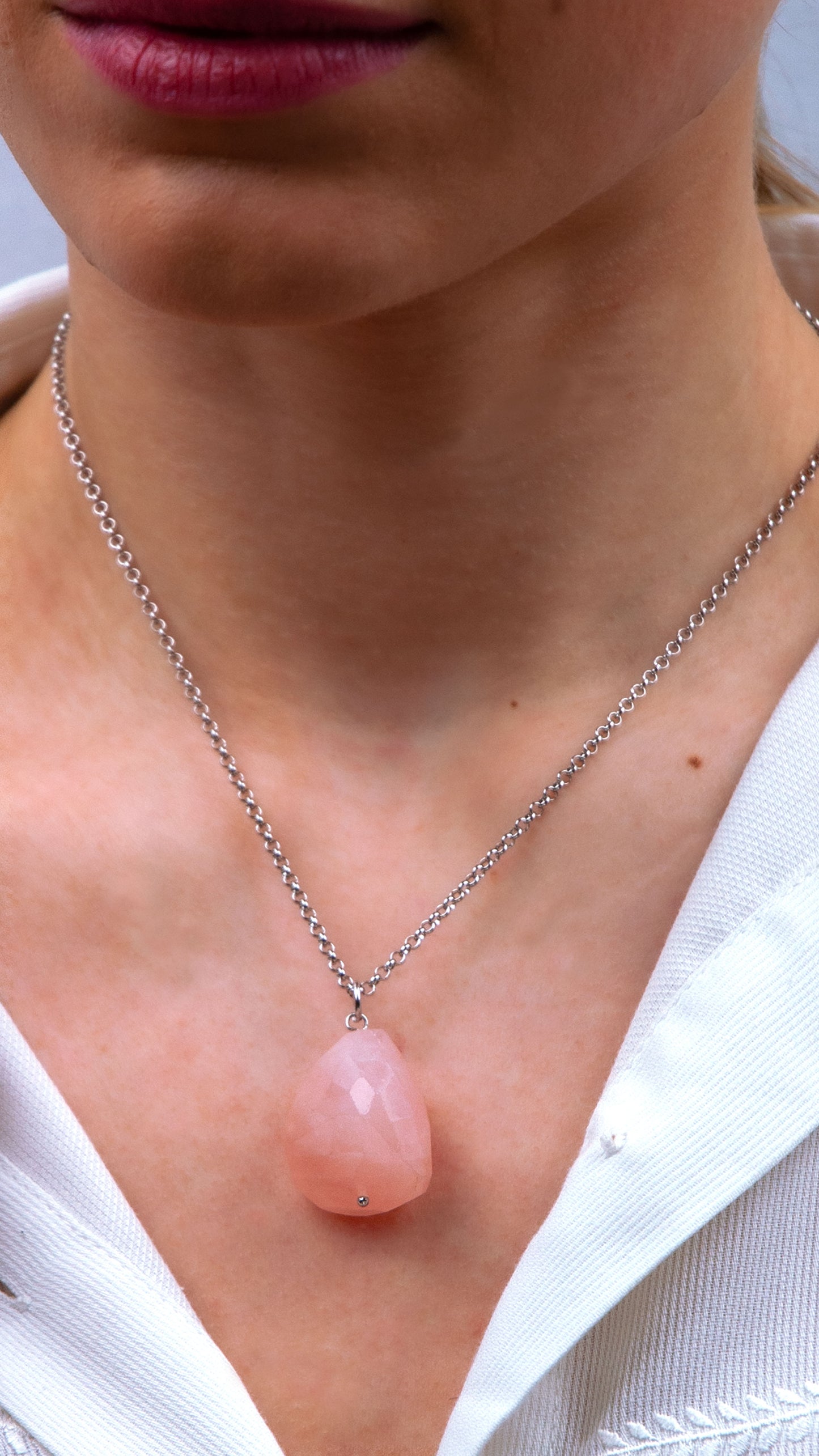 Cygnus Silver, Girocollo Quarzo Rosa