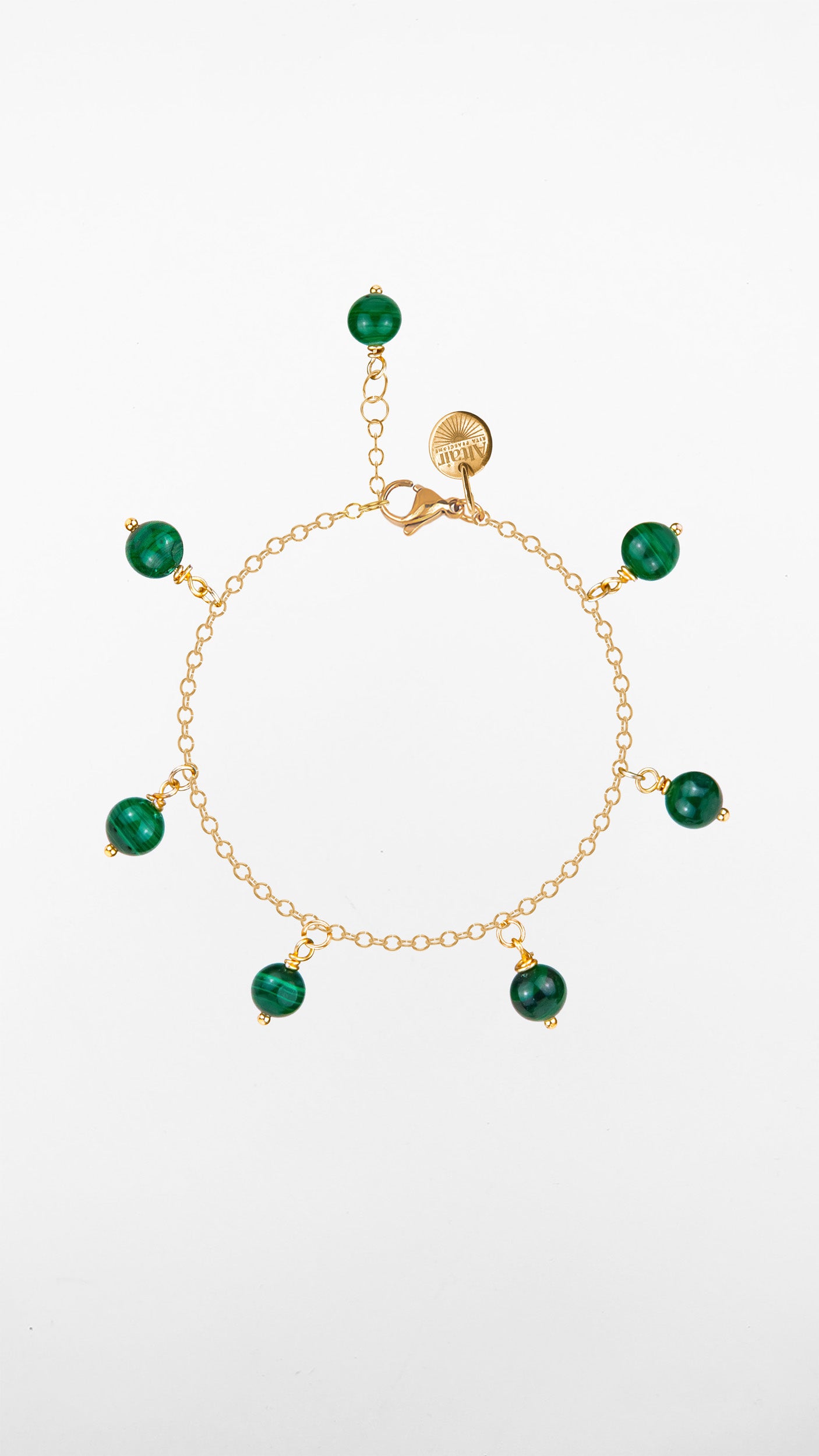 Sirius, Bracciale Malachite Acciaio Dorato