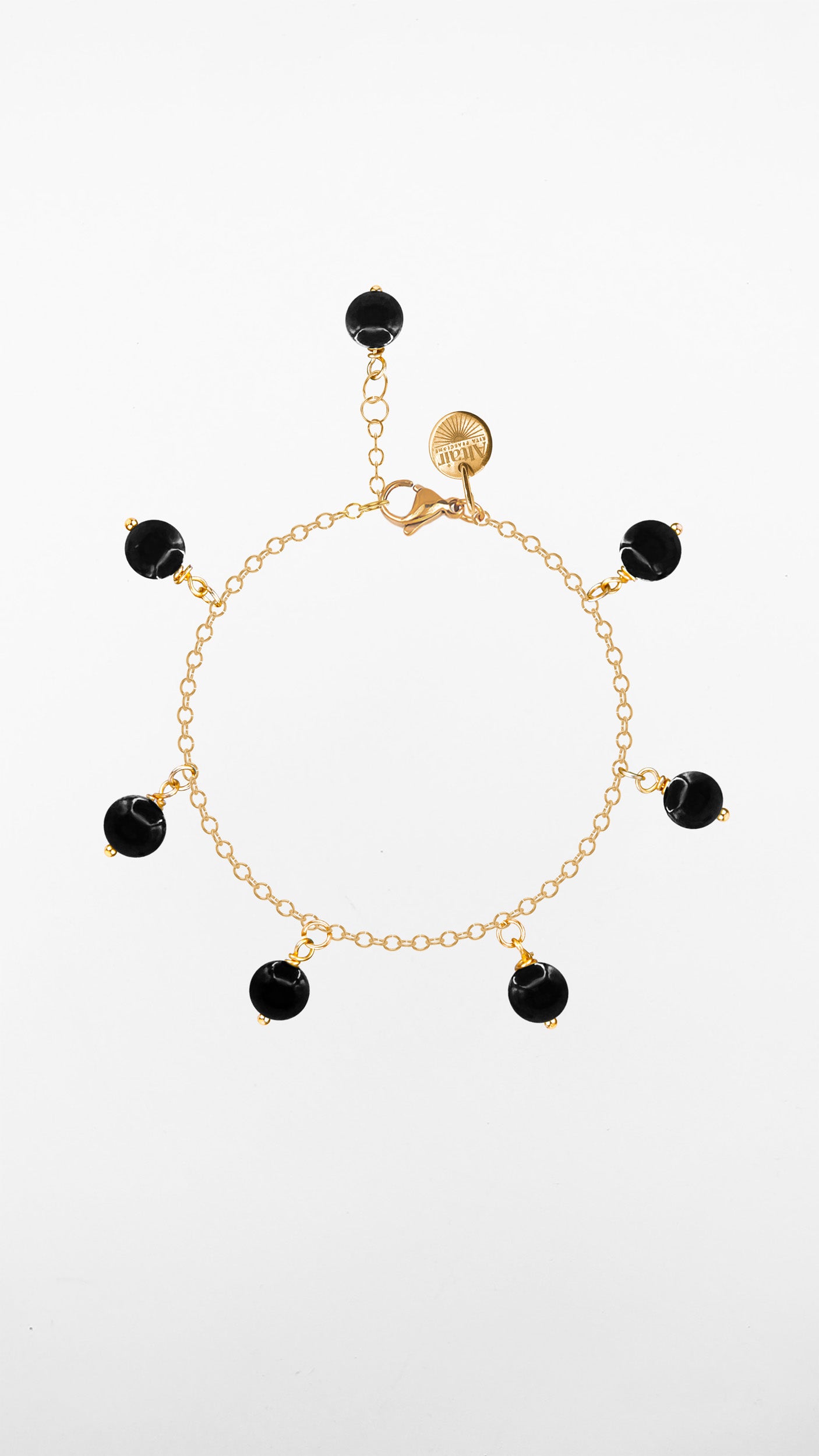 Sirius, Bracciale Onice Acciaio Dorato