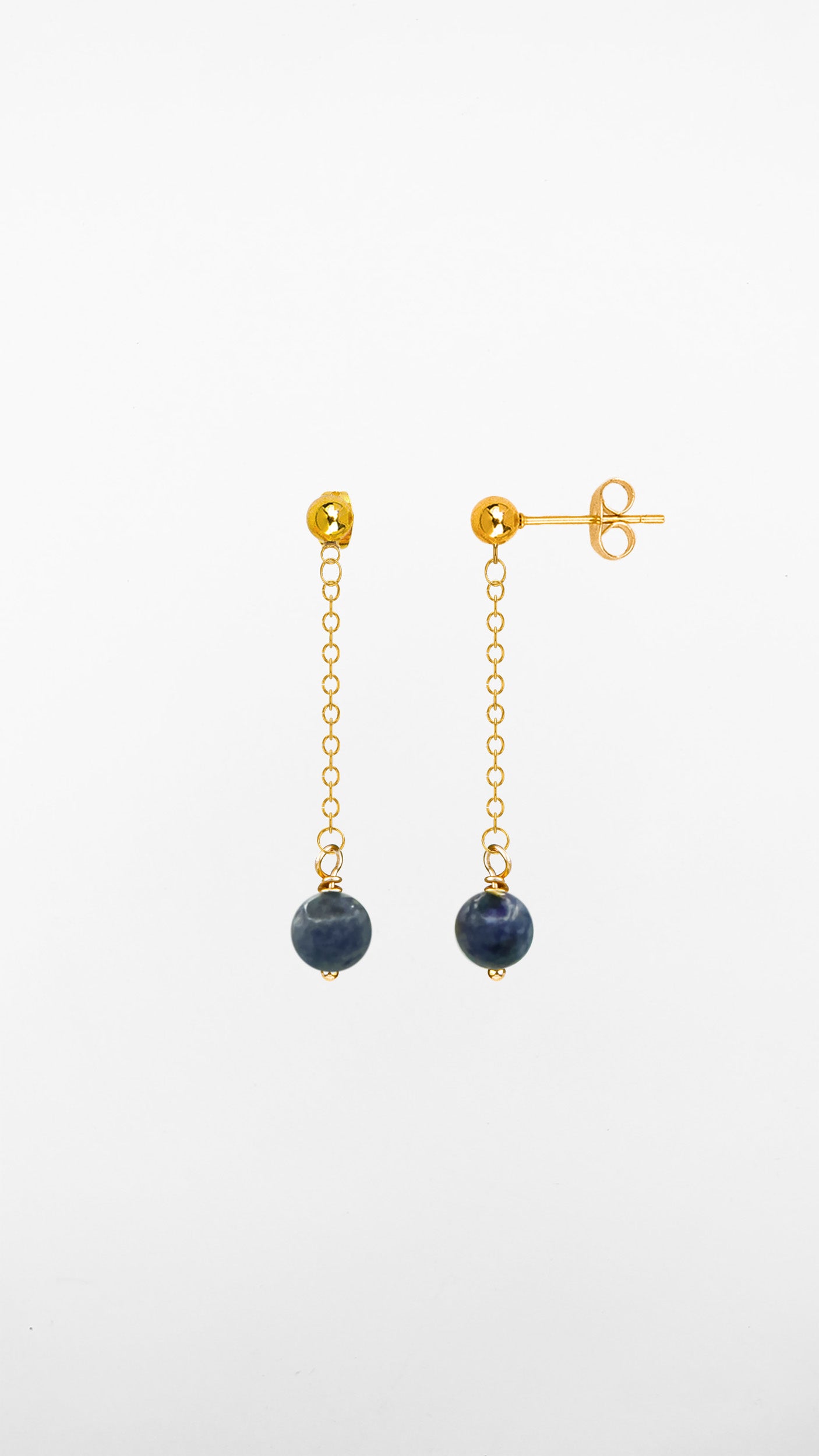 Sirius, Orecchini Sodalite Acciaio Dorato