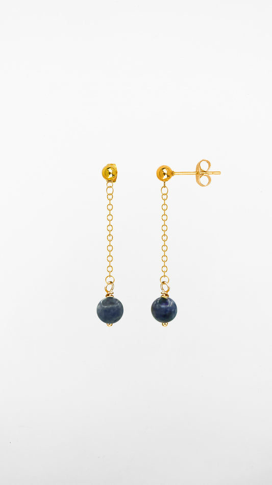 Sirius, Orecchini Sodalite Acciaio Dorato