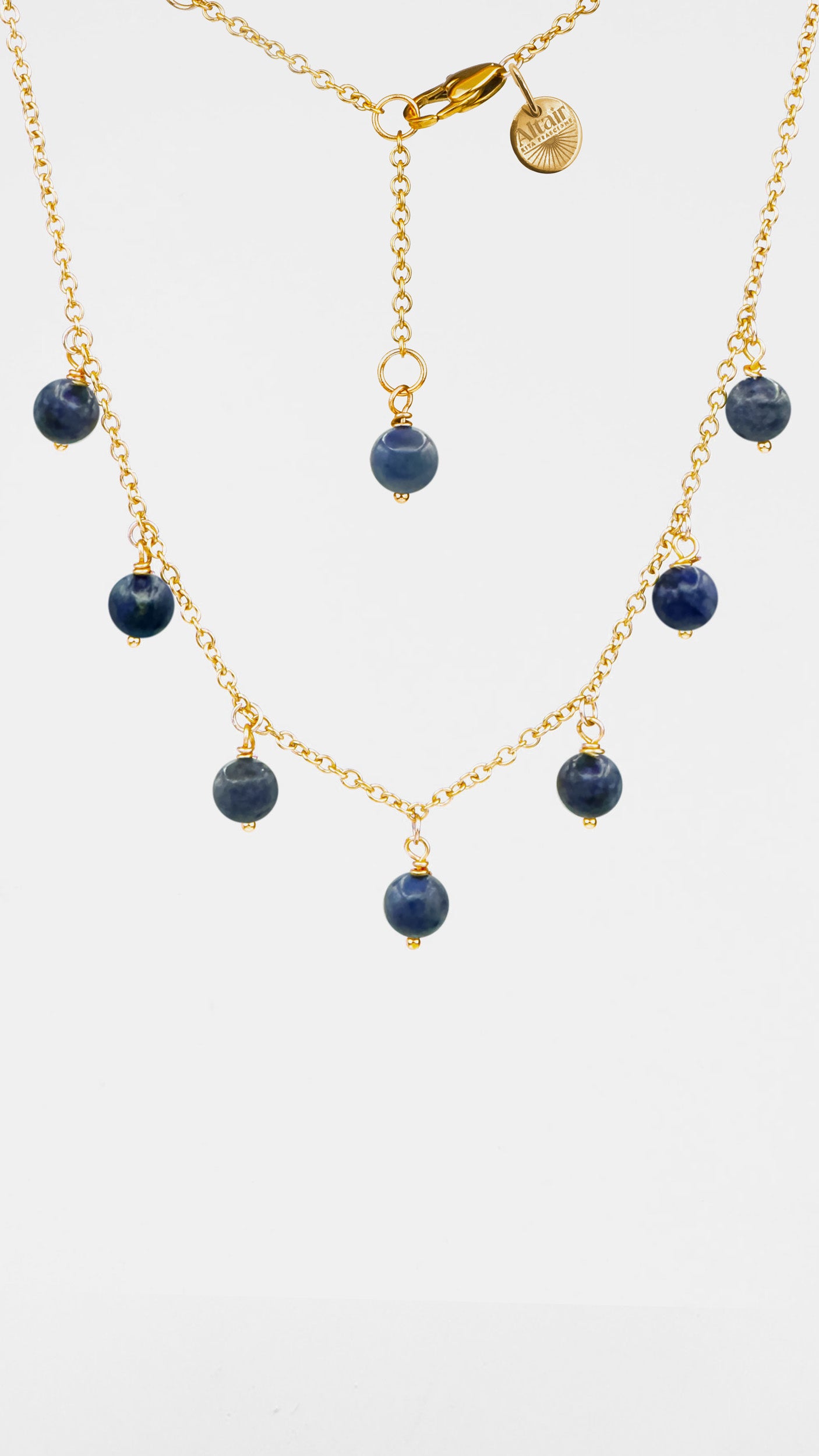 Sirius, Girocollo Sodalite Acciaio Dorato