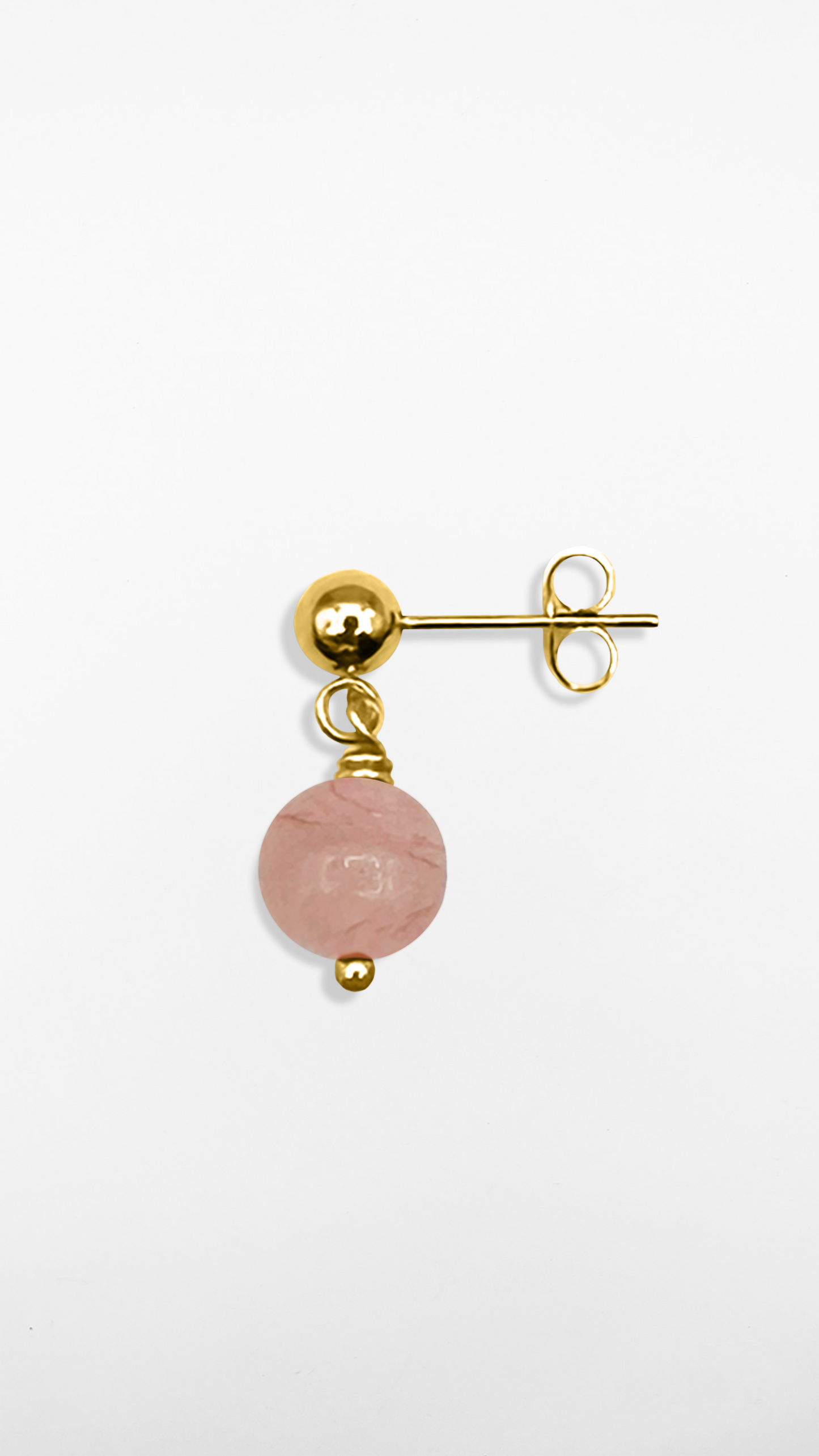 Sirius, Orecchini corti Quarzo Rosa e Acciaio Dorato