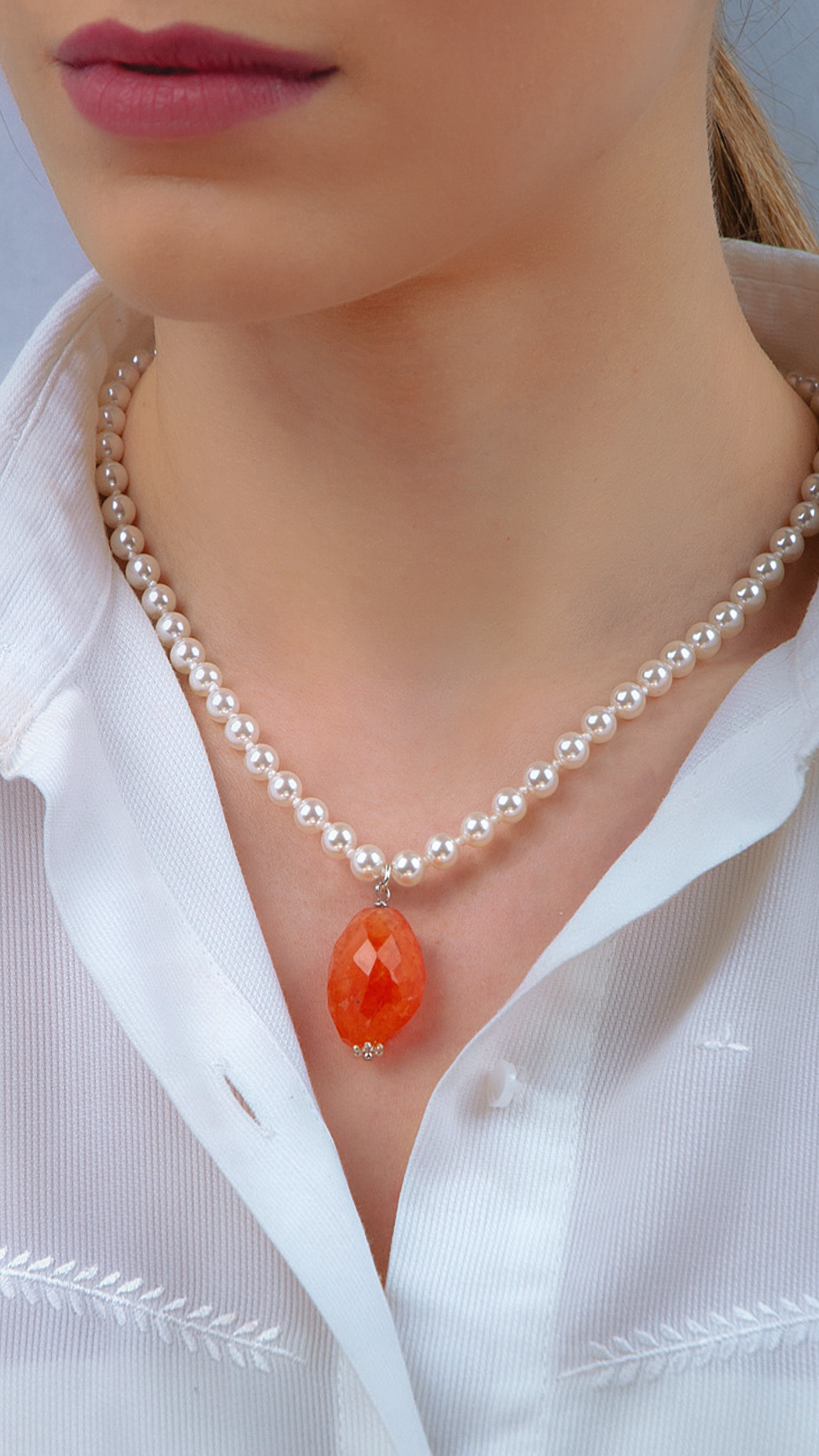 Cygnus Pearls, Girocollo Perle e Corniola