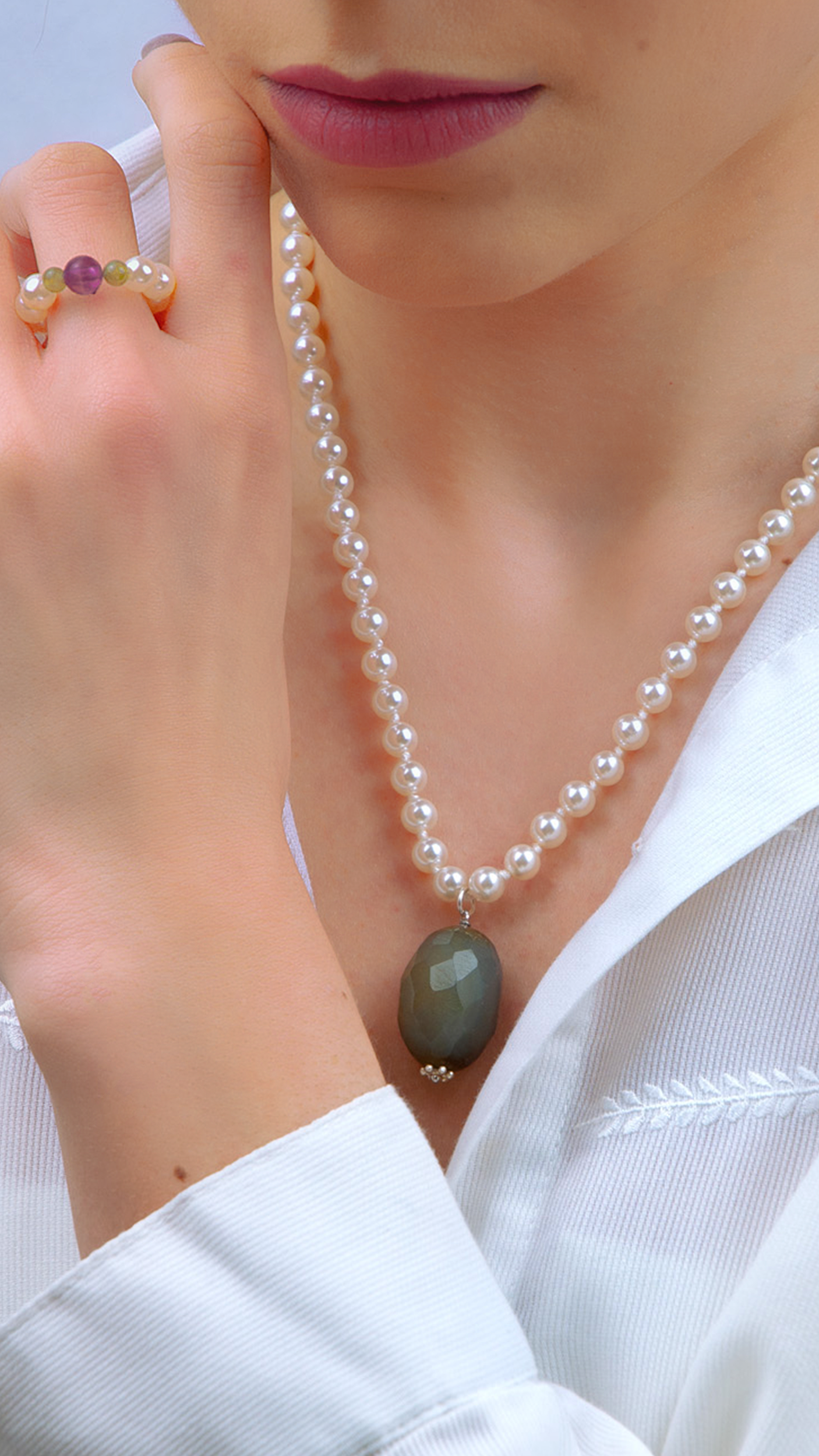 Cygnus Pearls, Girocollo Perle e Topazio