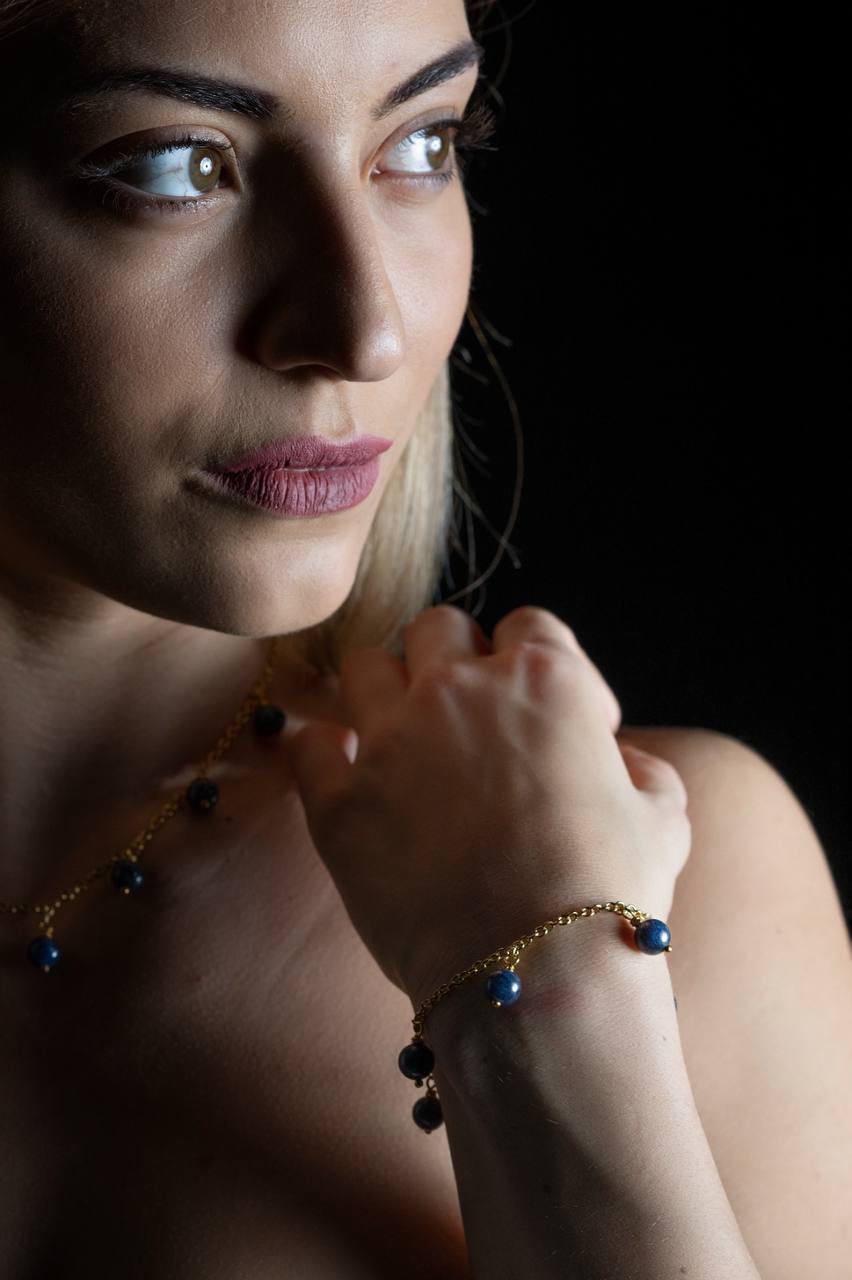 Sirius, Bracciale Sodalite Acciaio Dorato