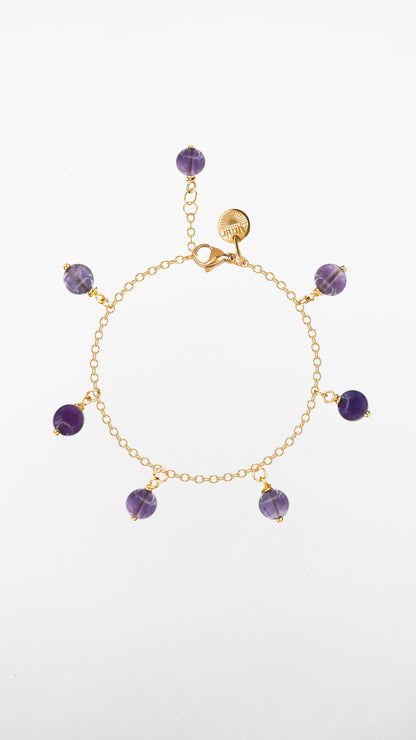 Sirius,  Bracciale Ametista Acciaio Dorato