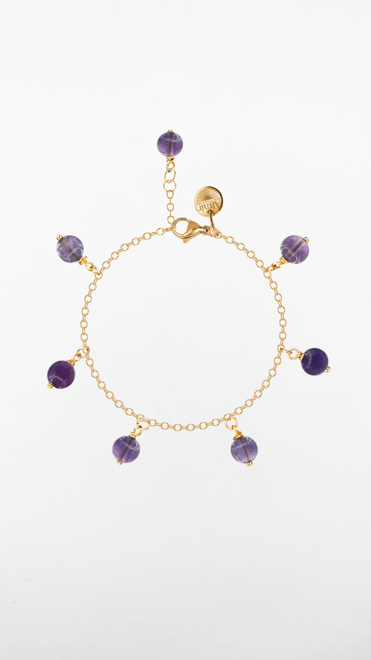 Sirius,  Bracciale Ametista Acciaio Dorato