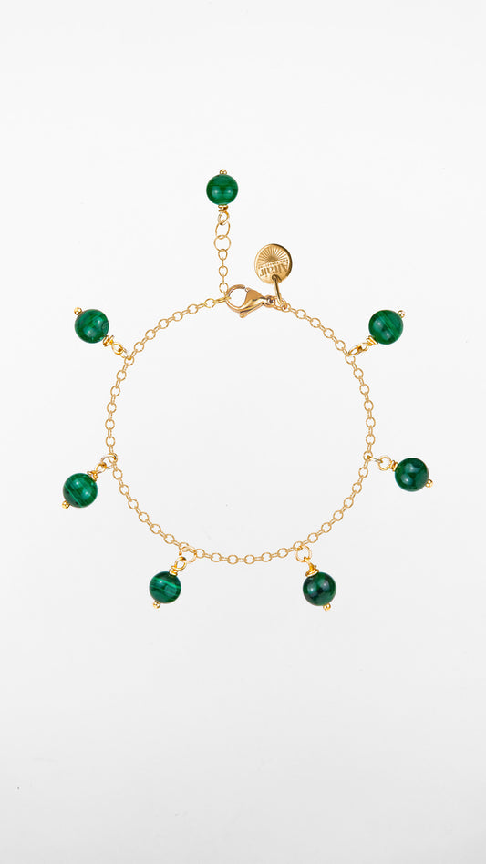 Sirius, Bracciale Malachite Acciaio Dorato