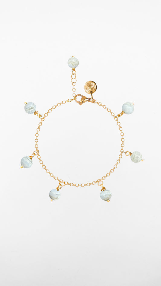 Sirius,  Bracciale Calcedonio Acciaio Dorato