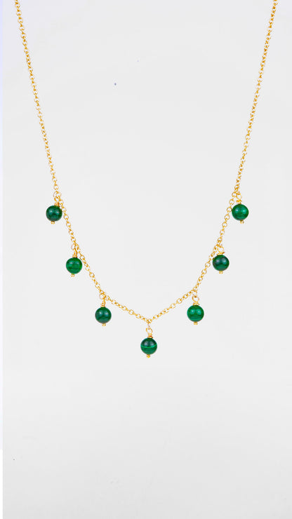 Sirius,  Girocollo Malachite Acciaio Dorato