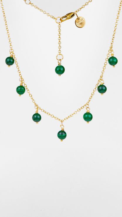 Sirius,  Girocollo Malachite Acciaio Dorato