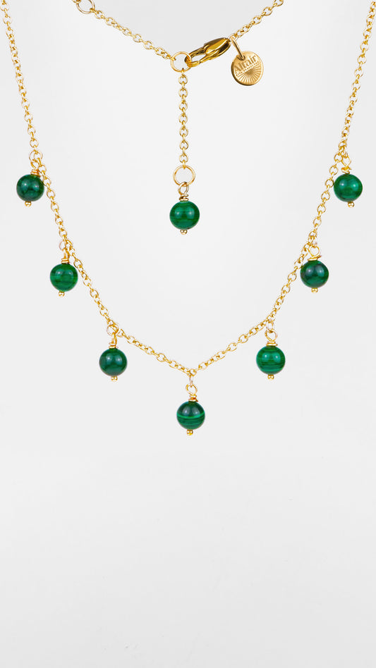 Sirius,  Girocollo Malachite Acciaio Dorato