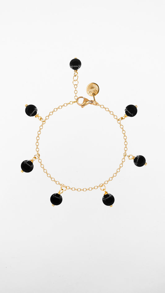 Sirius,  Bracciale Onice Acciaio Dorato
