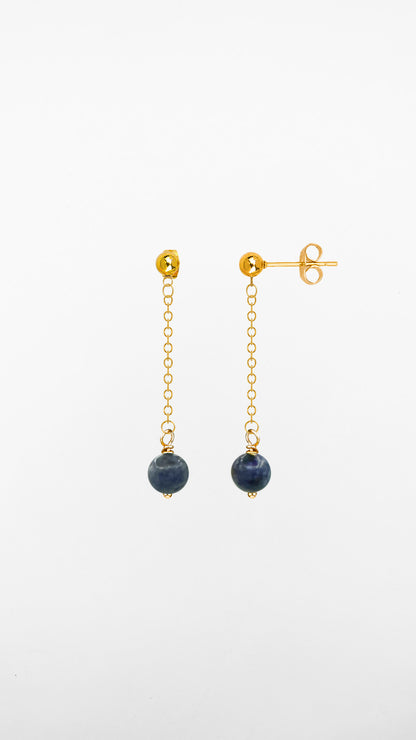 Sirius, Orecchini Sodalite Acciaio Dorato
