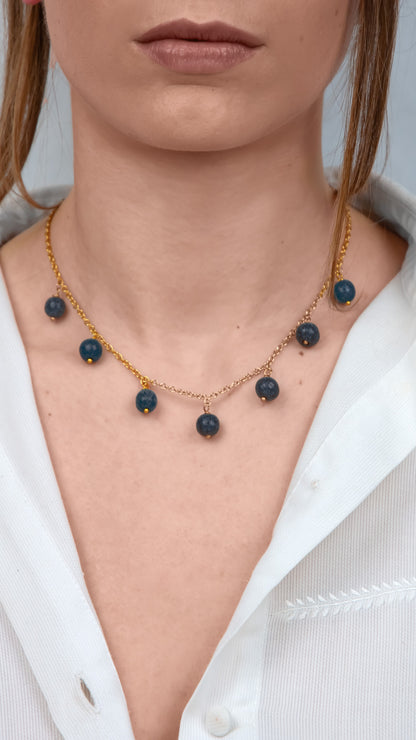 Sirius, Girocollo Sodalite Acciaio Dorato