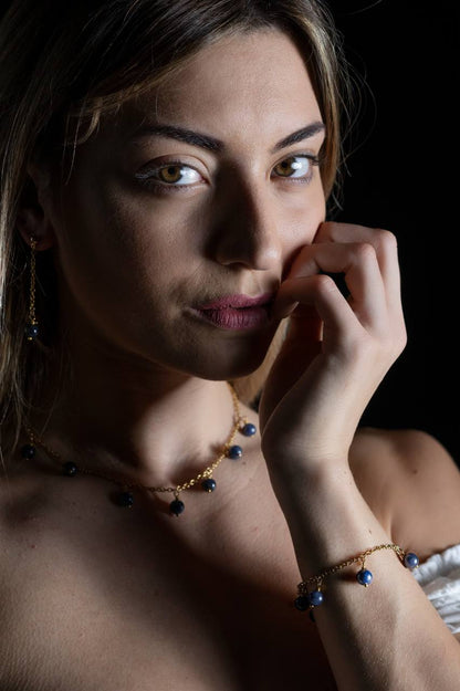Sirius, Girocollo Sodalite Acciaio Dorato